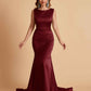 Elegant Satin Sleeveless Pleats Mermaid Bridesmaid Dresses Floor Length