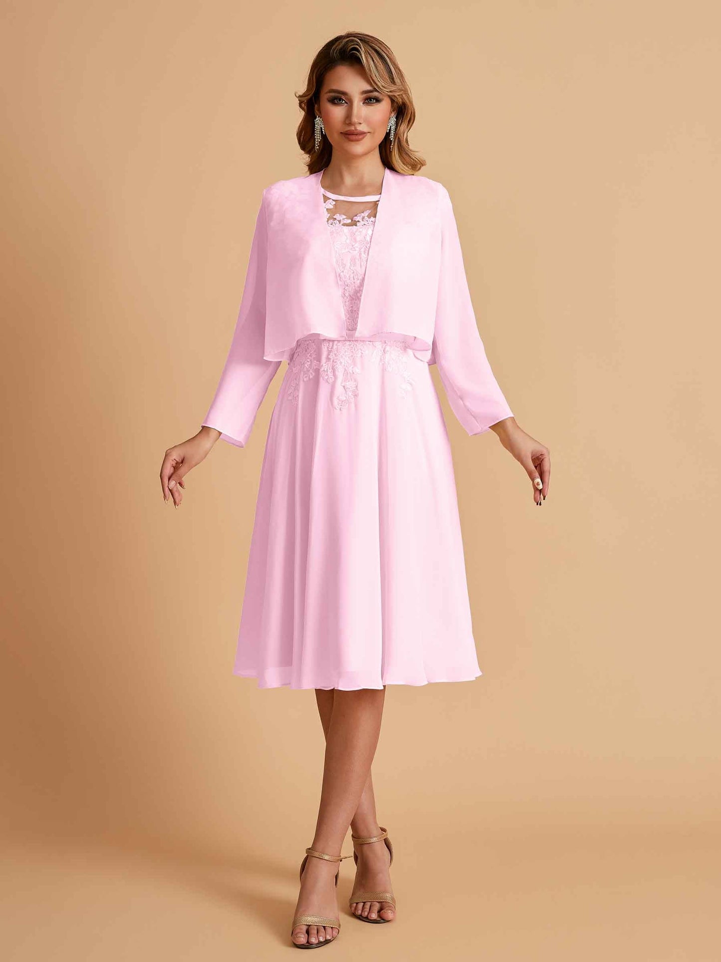 Elegant A-line Chiffon Jewel Short Mother of the Brides Dresses Online