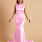 Elegant Satin Sleeveless Pleats Mermaid Bridesmaid Dresses Floor Length