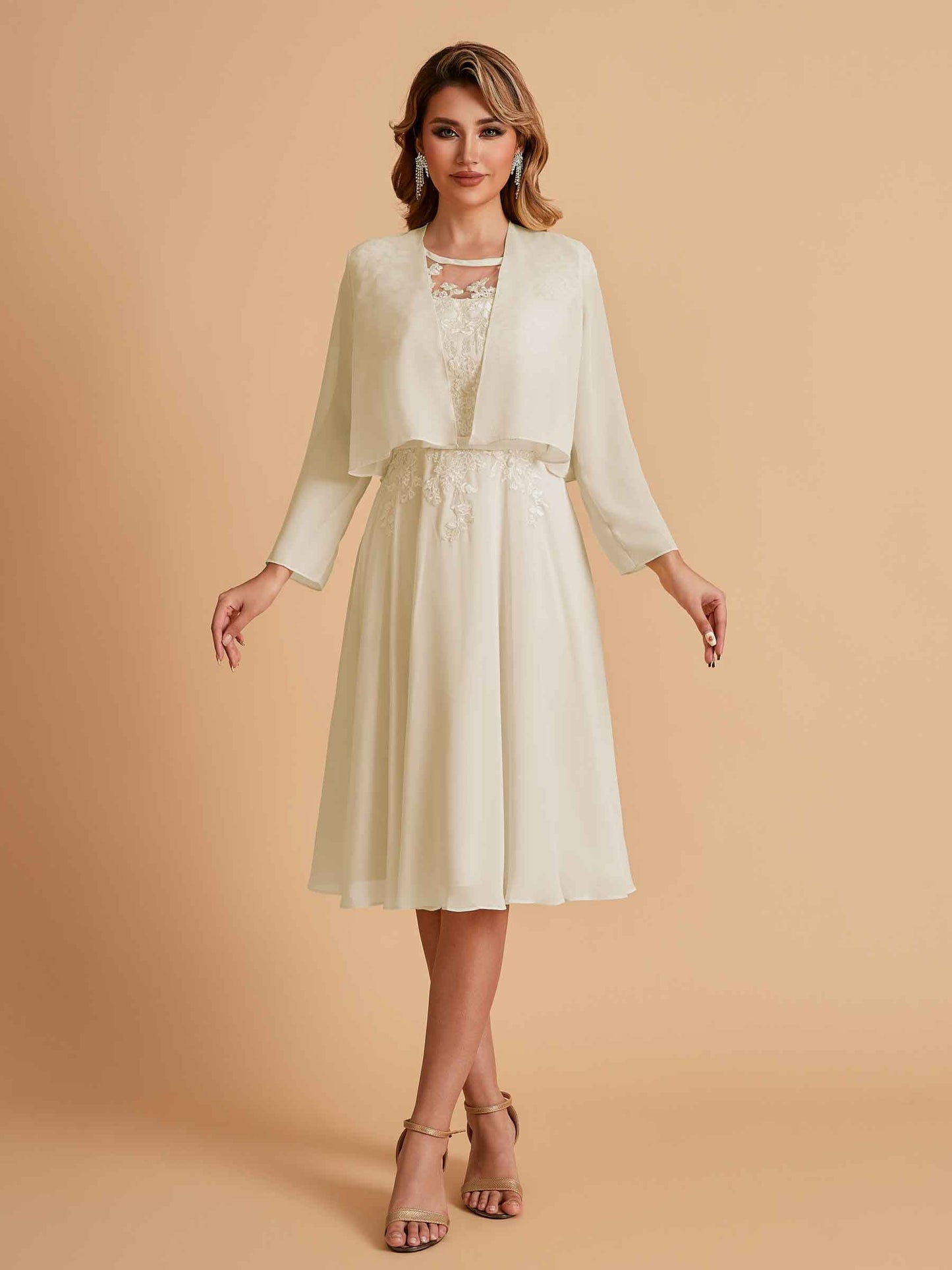 Elegant A-line Chiffon Jewel Short Mother of the Brides Dresses Online