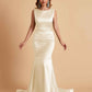 Elegant Satin Sleeveless Pleats Mermaid Bridesmaid Dresses Floor Length