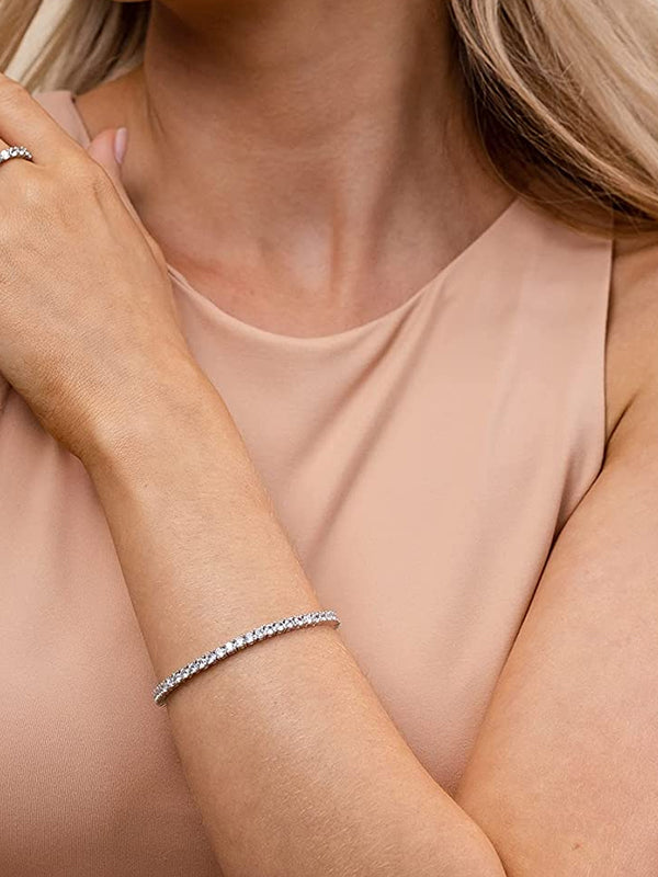Shiny 3mm Cubic Zircon Classic Tennis Bracelet | Gold Bracelets For Women