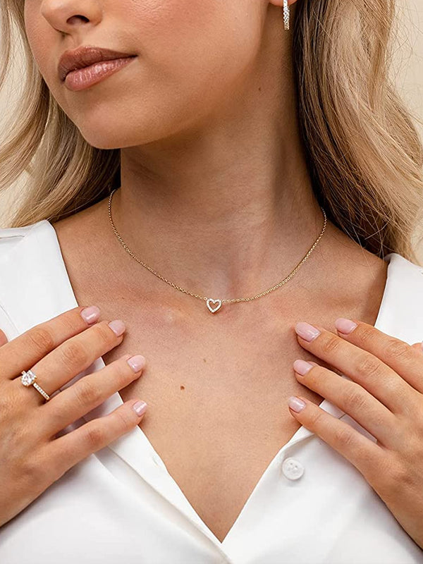 Heart Cubic Zircon Heart Necklace For Women