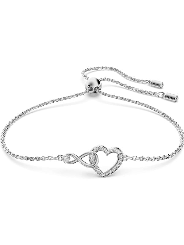 Heart Bracelet Jewelry Collection Rhodium Tone Finish Clear Crystals