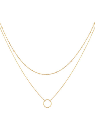 Two-Layered Necklace Pendant Handmade 18K Gold Plated Dainty Gold Choker Long Necklace