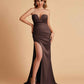 Elegant Satin Sweetheart Mermaid Side Slit Floor Length Bridesmaid Dresses