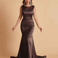 Elegant Satin Sleeveless Pleats Mermaid Bridesmaid Dresses Floor Length
