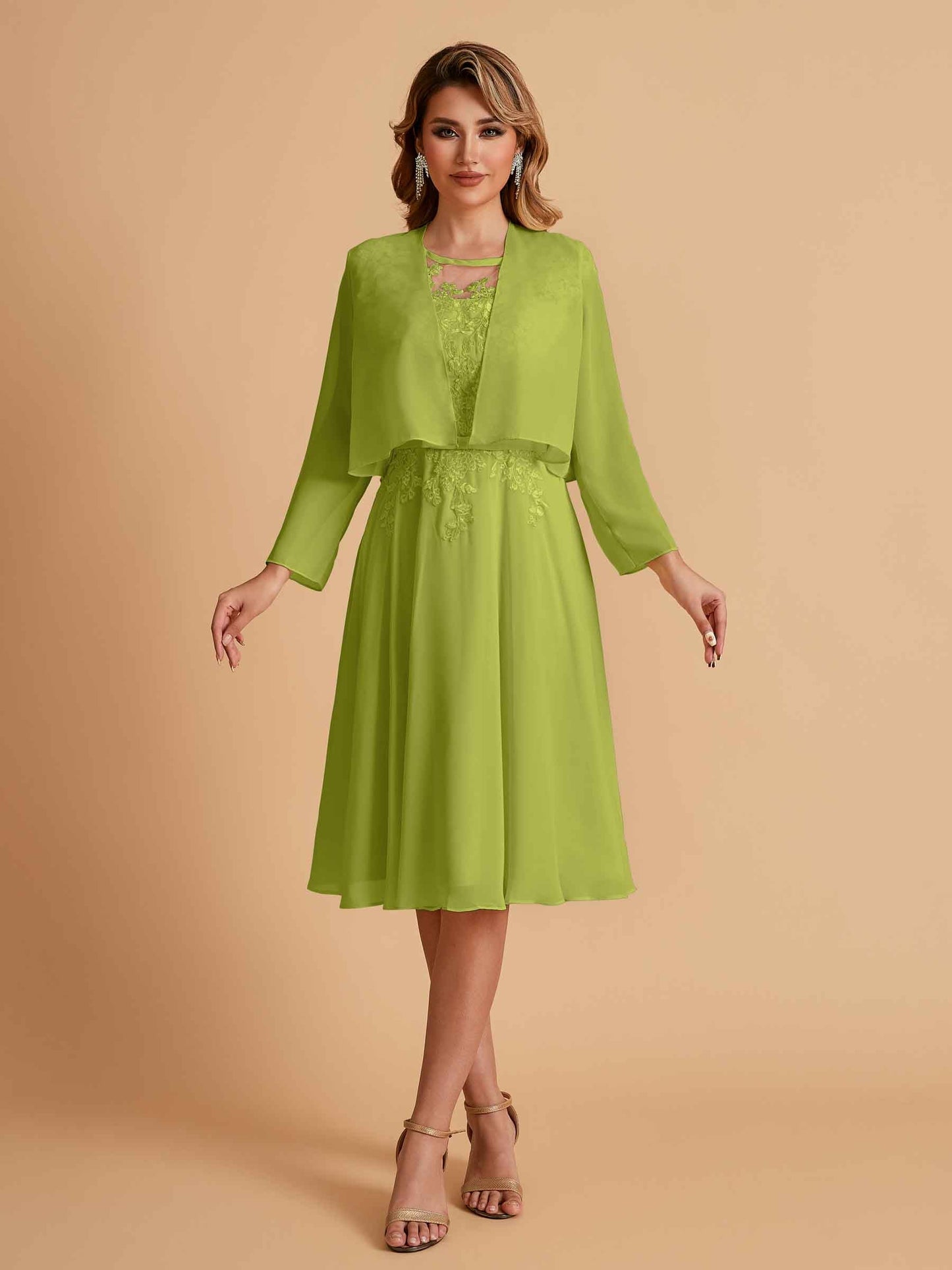 Elegant A-line Chiffon Jewel Short Mother of the Brides Dresses Online