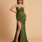 Elegant Satin Sweetheart Mermaid Side Slit Floor Length Bridesmaid Dresses