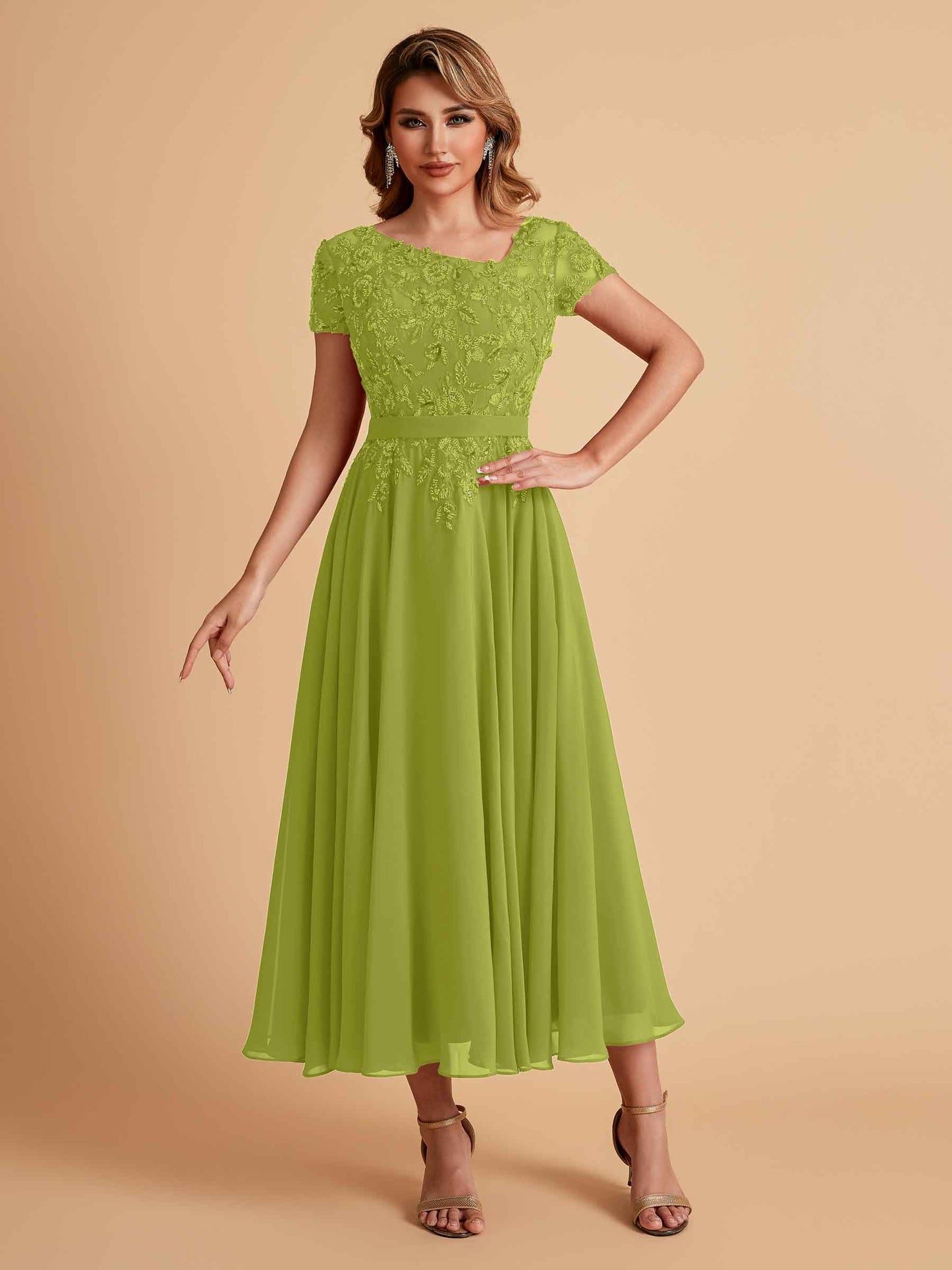 Elegant A-line Chiffon Short Sleeves Mother of the Brides Dresses Online