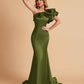 Elegant Satin One Shoulder Pleats Mermaid Bridesmaid Dresses Floor Length