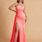 Elegant Satin Sleeveless Asymmetrical Mermaid Side Slit Floor Length Bridesmaid Dresses