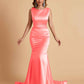 Elegant Satin Sleeveless Pleats Mermaid Bridesmaid Dresses Floor Length