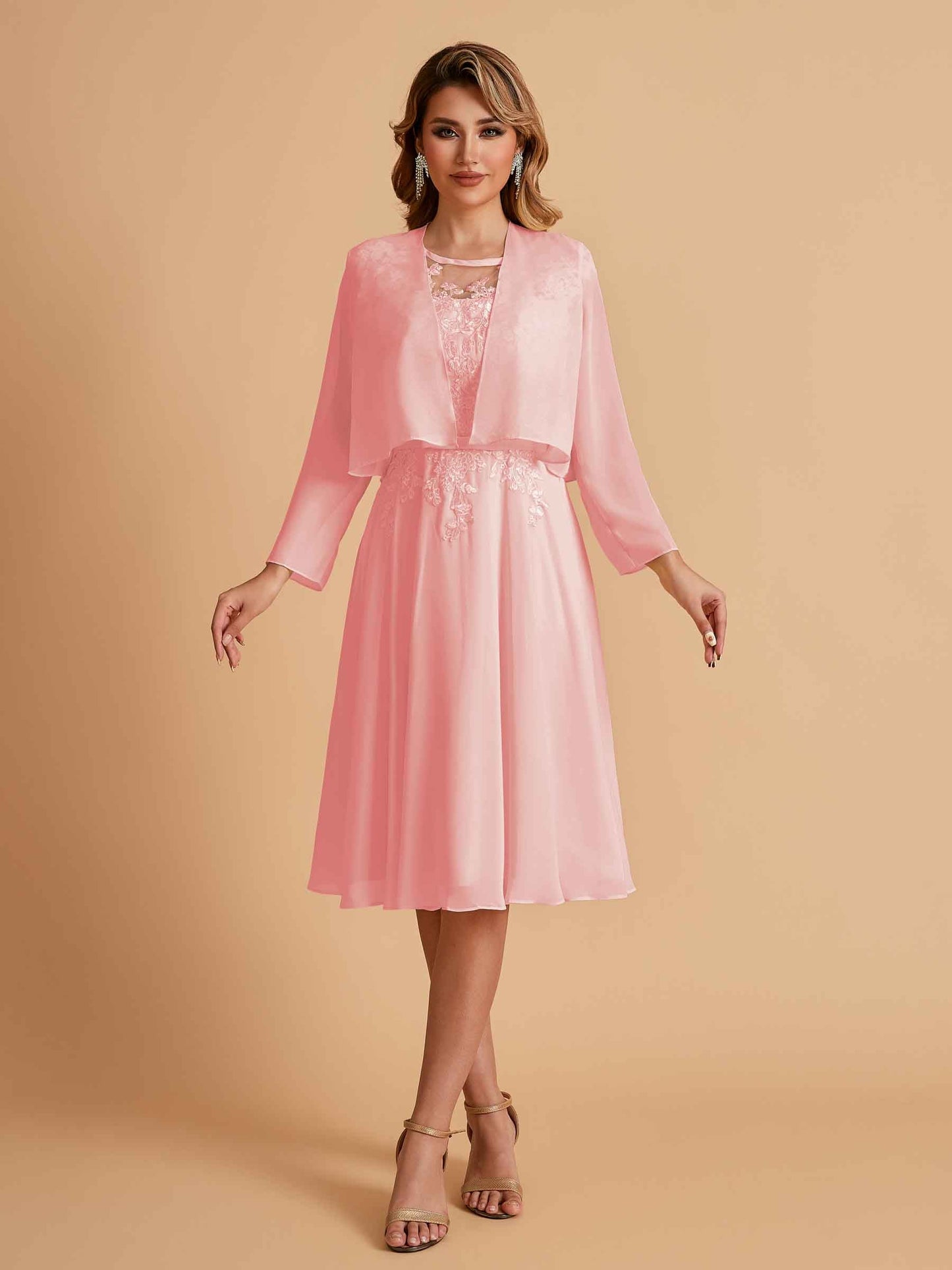 Elegant A-line Chiffon Jewel Short Mother of the Brides Dresses Online