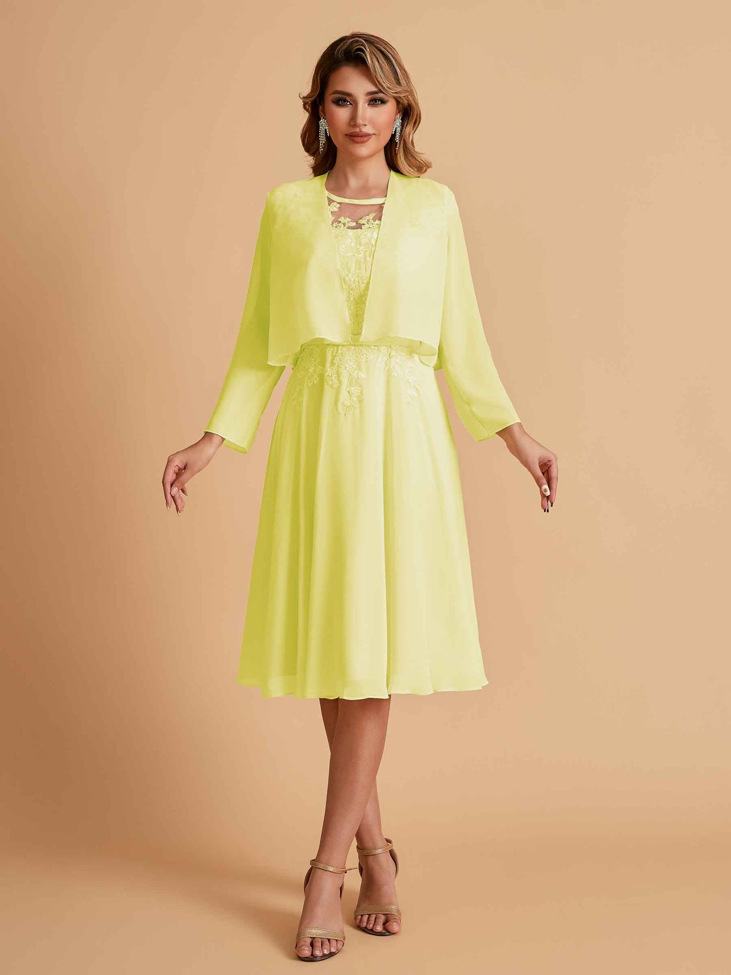 Elegant A-line Chiffon Jewel Short Mother of the Brides Dresses Online