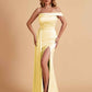 Sexy Satin One-Shoulder Side Slit Floor Length Mermaid Bridesmaid Dresses