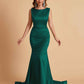 Elegant Satin Sleeveless Pleats Mermaid Bridesmaid Dresses Floor Length