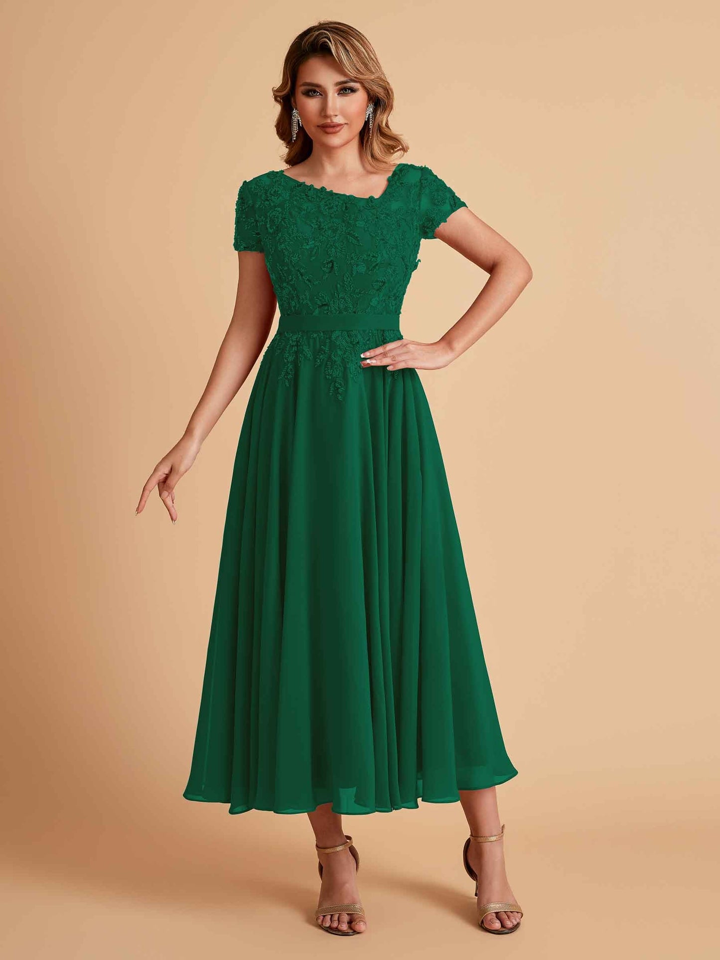 Elegant A-line Chiffon Short Sleeves Mother of the Brides Dresses Online