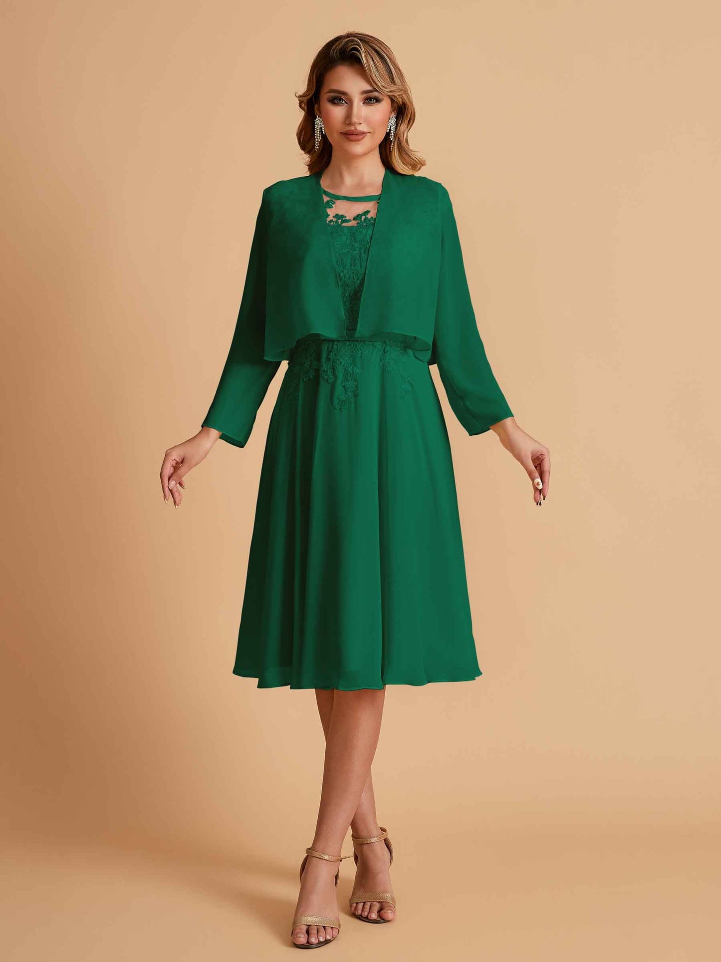 Elegant A-line Chiffon Jewel Short Mother of the Brides Dresses Online