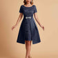 Elegant A-line Short Sleeves Jewel Knee Length Mother of the Brides Dresses