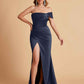 Sexy Satin One Shoulder Pleats Mermaid Bridesmaid Dresses Side Slit Floor Length