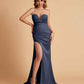 Elegant Satin Sweetheart Mermaid Side Slit Floor Length Bridesmaid Dresses