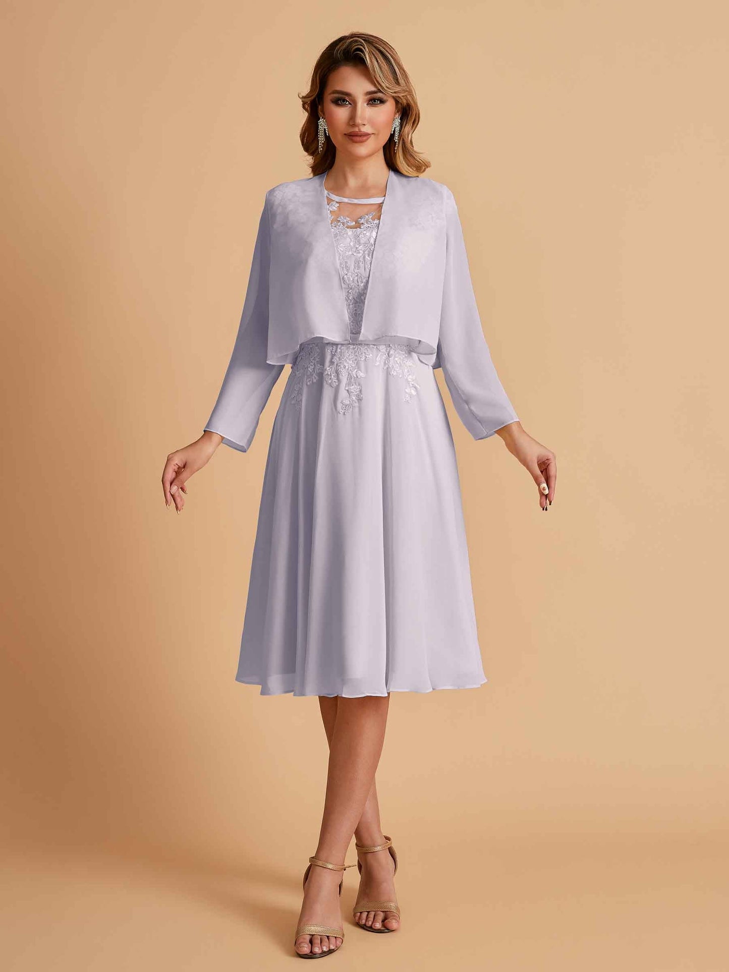 Elegant A-line Chiffon Jewel Short Mother of the Brides Dresses Online