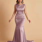 Elegant Satin Sleeveless Pleats Mermaid Bridesmaid Dresses Floor Length