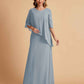 Elegant A-line Chiffon Half Sleeves V-neck Mother of the Brides Dresses Online