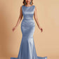 Elegant Satin Sleeveless Pleats Mermaid Bridesmaid Dresses Floor Length
