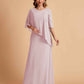 Elegant A-line Chiffon Half Sleeves V-neck Mother of the Brides Dresses Online