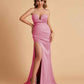 Elegant Satin Sweetheart Mermaid Side Slit Floor Length Bridesmaid Dresses