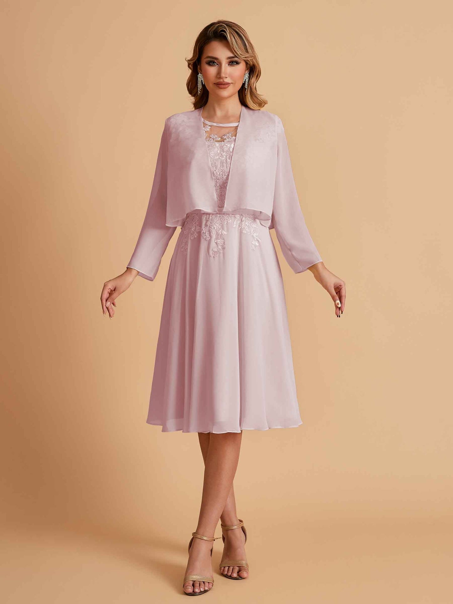 Elegant A-line Chiffon Jewel Short Mother of the Brides Dresses Online