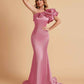 Elegant Satin One Shoulder Pleats Mermaid Bridesmaid Dresses Floor Length