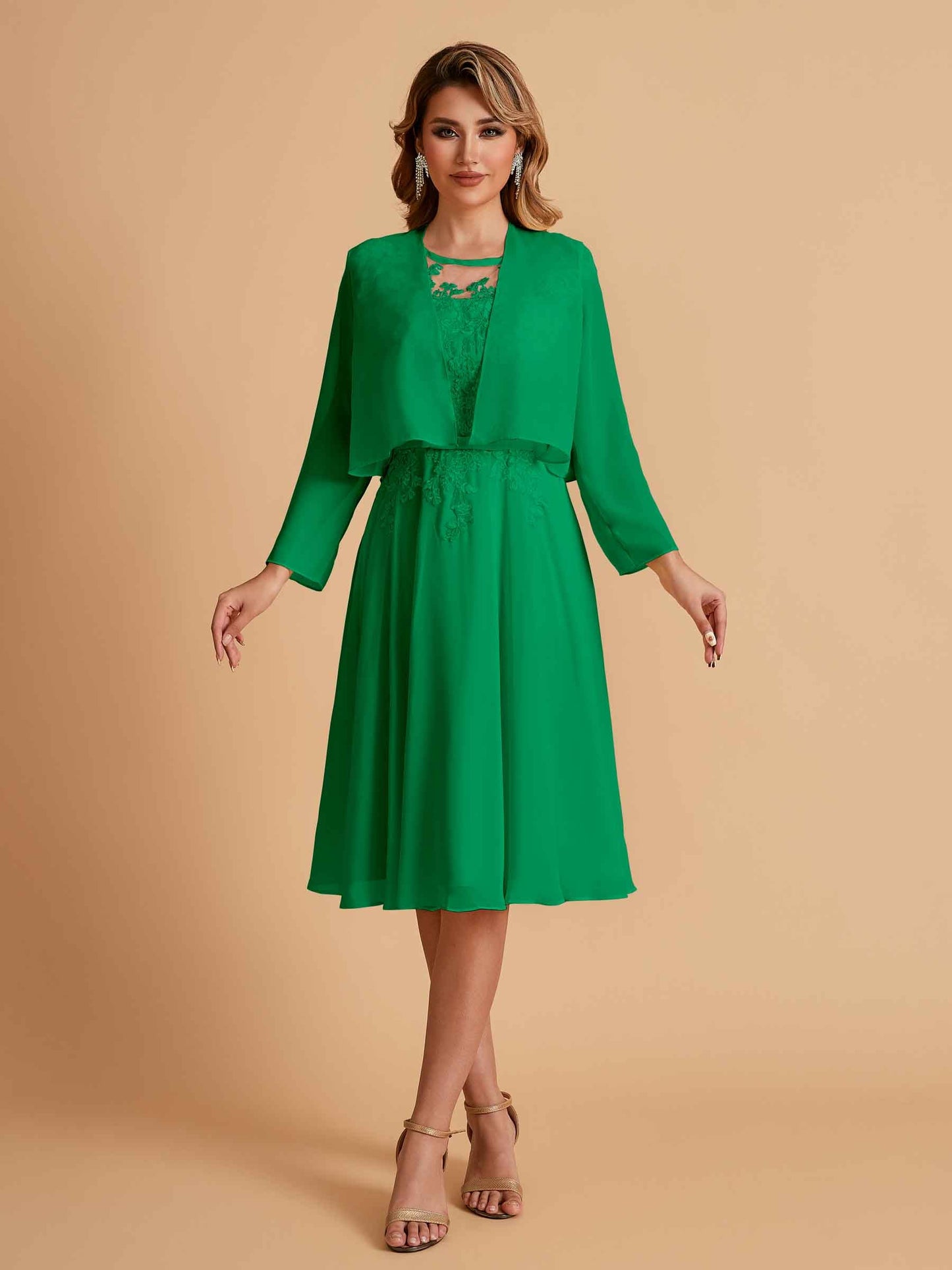 Elegant A-line Chiffon Jewel Short Mother of the Brides Dresses Online