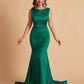 Elegant Satin Sleeveless Pleats Mermaid Bridesmaid Dresses Floor Length