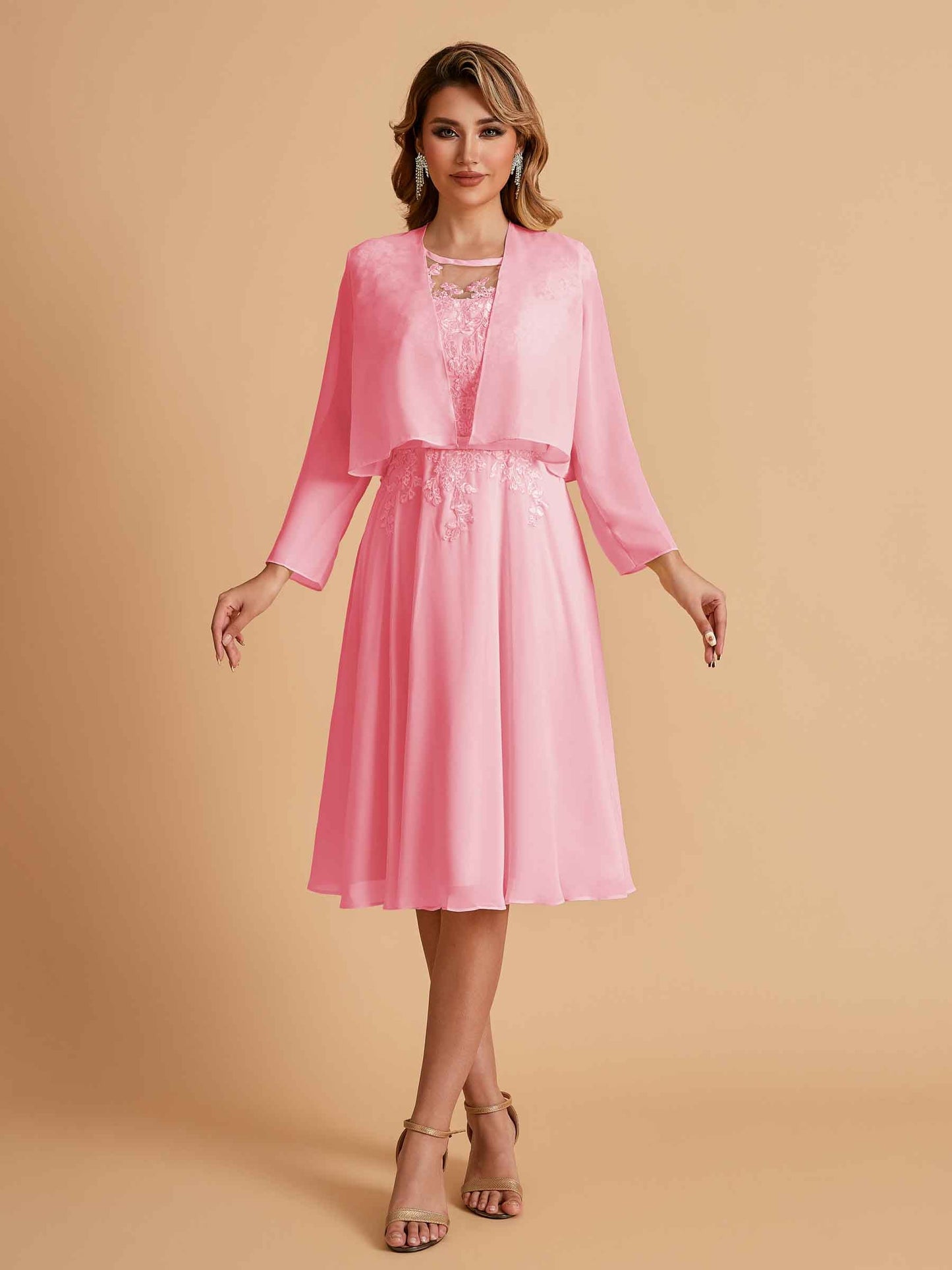 Elegant A-line Chiffon Jewel Short Mother of the Brides Dresses Online