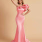 Elegant Satin One Shoulder Pleats Mermaid Bridesmaid Dresses Floor Length