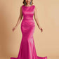 Elegant Satin Sleeveless Pleats Mermaid Bridesmaid Dresses Floor Length