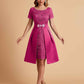 Elegant A-line Short Sleeves Jewel Knee Length Mother of the Brides Dresses
