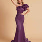 Elegant Satin One Shoulder Pleats Mermaid Bridesmaid Dresses Floor Length