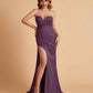 Elegant Satin Sweetheart Mermaid Side Slit Floor Length Bridesmaid Dresses