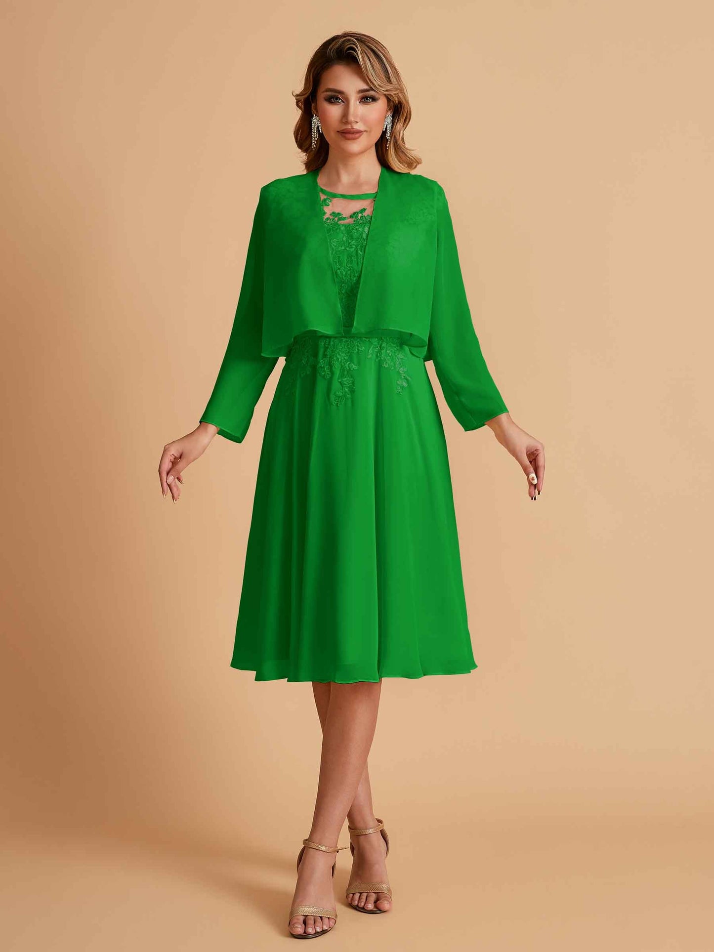 Elegant A-line Chiffon Jewel Short Mother of the Brides Dresses Online