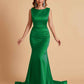 Elegant Satin Sleeveless Pleats Mermaid Bridesmaid Dresses Floor Length