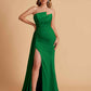 Elegant Satin Sleeveless Asymmetrical Mermaid Side Slit Floor Length Bridesmaid Dresses