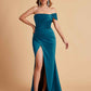 Sexy Satin One Shoulder Pleats Mermaid Bridesmaid Dresses Side Slit Floor Length