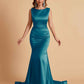 Elegant Satin Sleeveless Pleats Mermaid Bridesmaid Dresses Floor Length