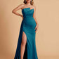 Elegant Satin Sleeveless Asymmetrical Mermaid Side Slit Floor Length Bridesmaid Dresses