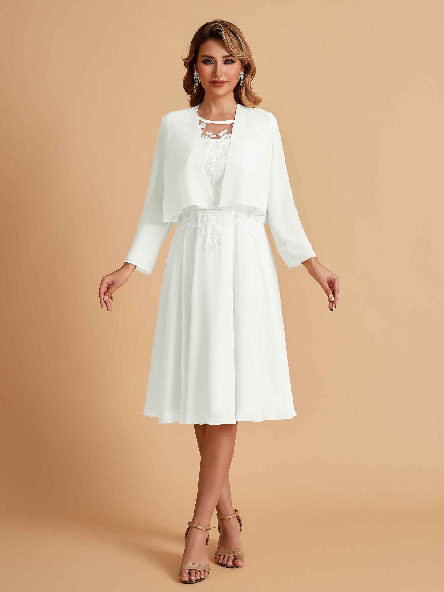 Elegant A-line Chiffon Jewel Short Mother of the Brides Dresses Online