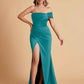 Sexy Satin One Shoulder Pleats Mermaid Bridesmaid Dresses Side Slit Floor Length
